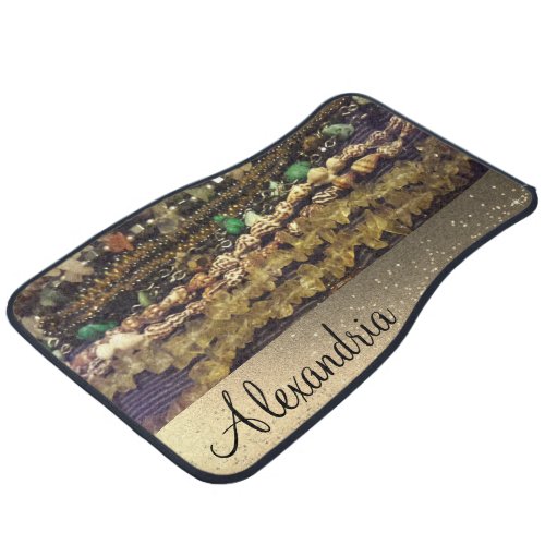 Personalized Stringed Beads Crystals and Shells  Car Floor Mat