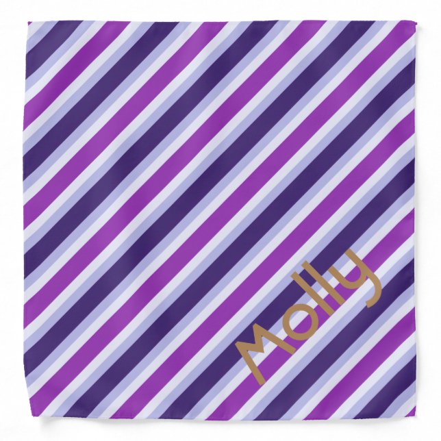 Personalized Stripe Pattern - Blue Purple Lavender Bandana (Front)