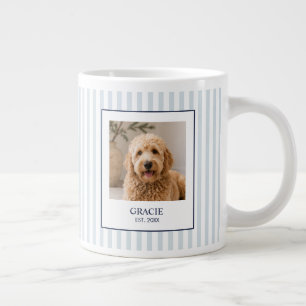 Personalized Stripe Pet Name Photo Giant Coffee Mug