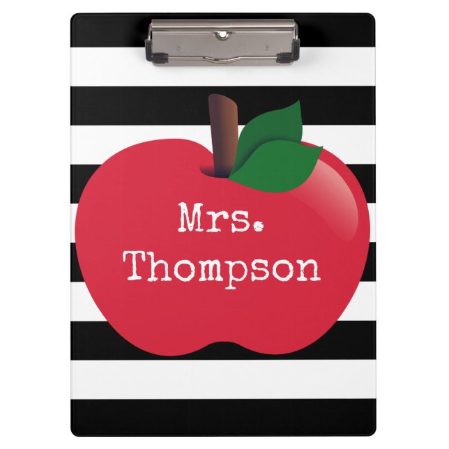 Personalized Striped Apple Clipboard (Front)