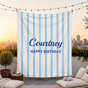 Personalized Striped Baby Birthday Decor Newborn Tapestry
