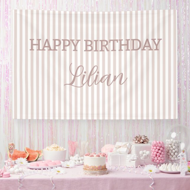 Personalized Striped Backdrop Custom Party Sign (Party)