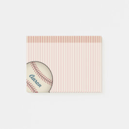 Personalized Striped Baseball Post It Notes Gift