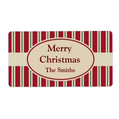 Personalized Striped Christmas Labels
