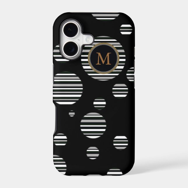 personalized striped circles on black Case-Mate iPhone case (Back)