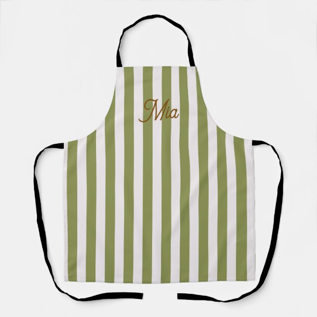 Personalized Striped Custom Name Apron (Front)
