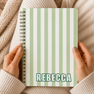 Personalized Striped Custom Name Preppy Gift Girls Notebook