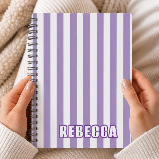 Personalized Striped Custom Name Preppy Gift Girls Notebook