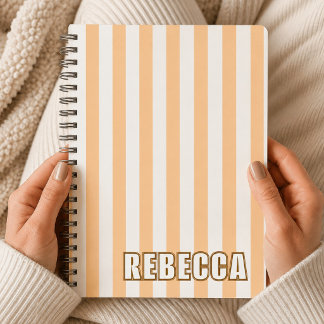 Personalized Striped Custom Name Preppy Gift Girls Notebook
