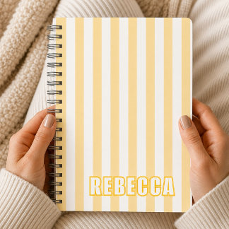 Personalized Striped Custom Name Preppy Gift Girls Notebook
