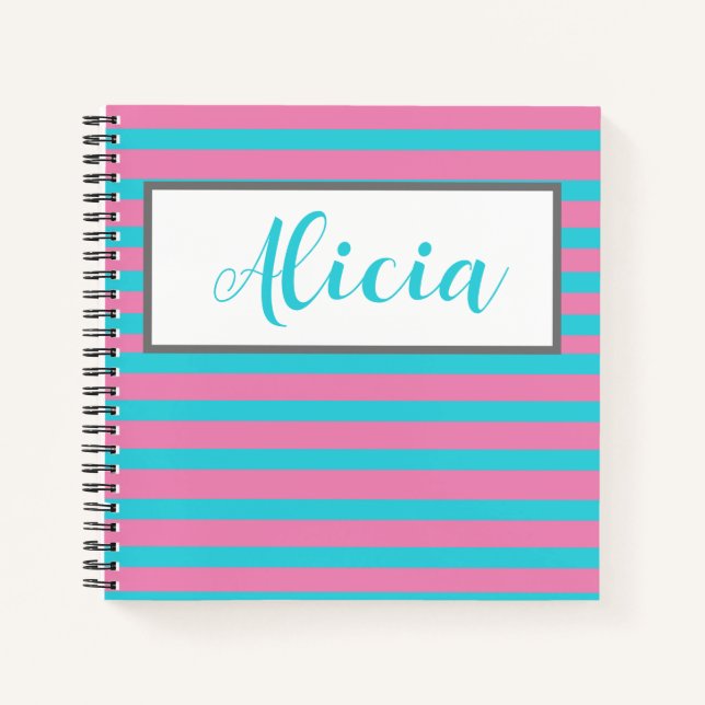 PERSONALIZED STRIPED DESIGN Notebook (Front)