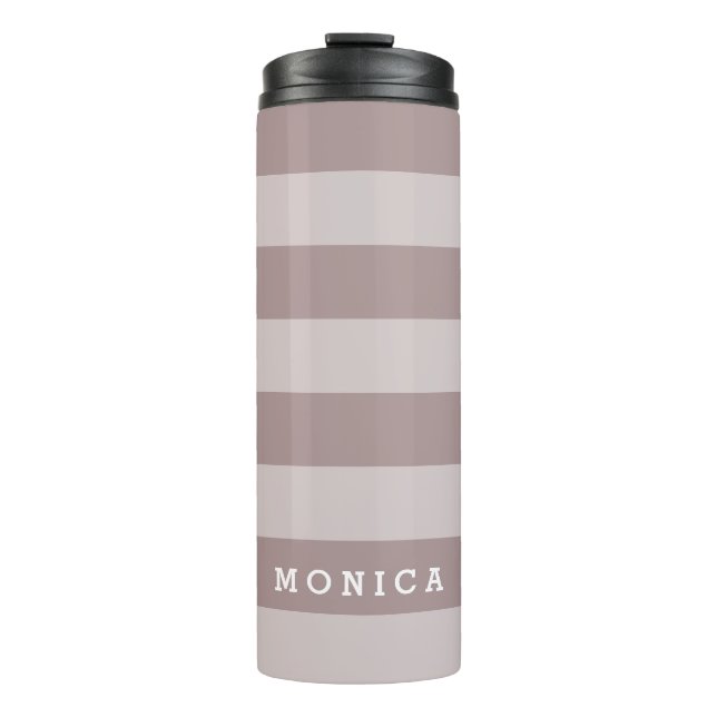 Personalized |  Striped dusty plum Thermal Tumbler (Front)