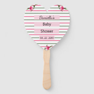 Personalized Striped Floral Spray Hand Fan