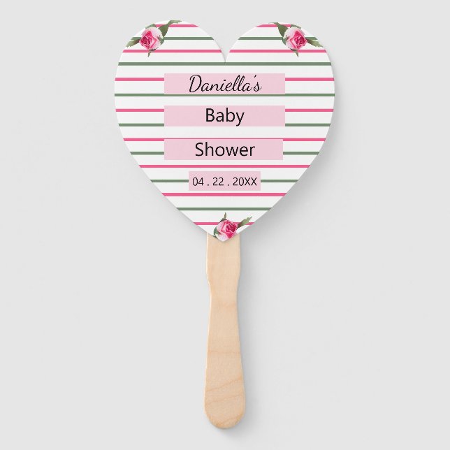Personalized Striped Floral Spray Hand Fan (Front)