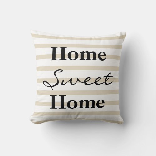 Personalized Striped Home Sweet Home Throw Pillow