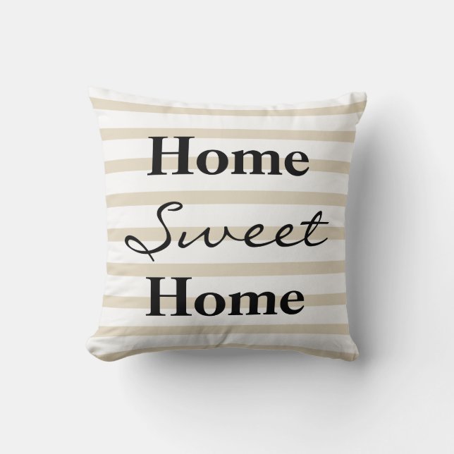 Personalized Striped Home Sweet Home Throw Pillow (Front)
