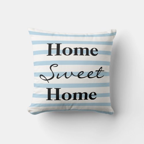 Personalized Striped Home Sweet Home Throw Pillow