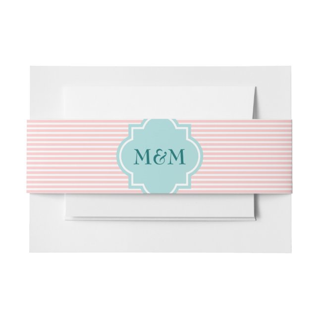 Personalized striped monogram envelope belly bands invitation belly band (Front Example)