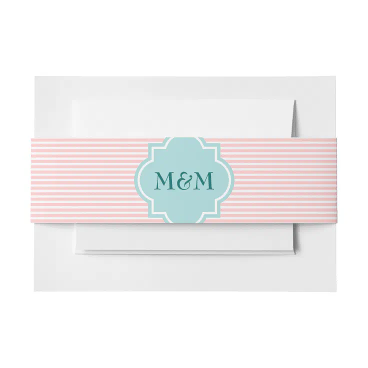 Personalized striped monogram envelope belly bands invitation belly