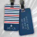 Personalized Striped Nautical Anchor Monogram Luggage Tag<br><div class="desc">Looking for a unique and personalized gift for someone special? Check out our custom striped monogram design! Perfect for Christmas,  this luggage tag can be personalized with a monogram name of your choice. Order yours today!</div>
