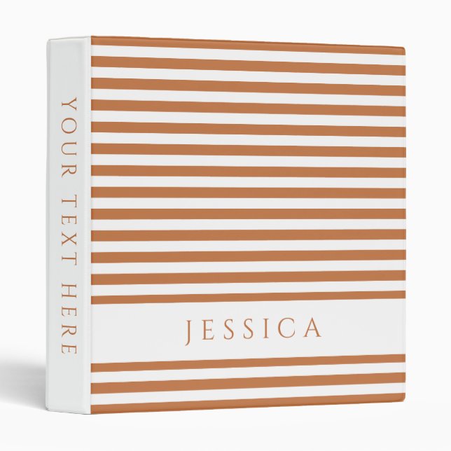 Personalized Striped Pattern 3 Ring Binder (Front/Spine)