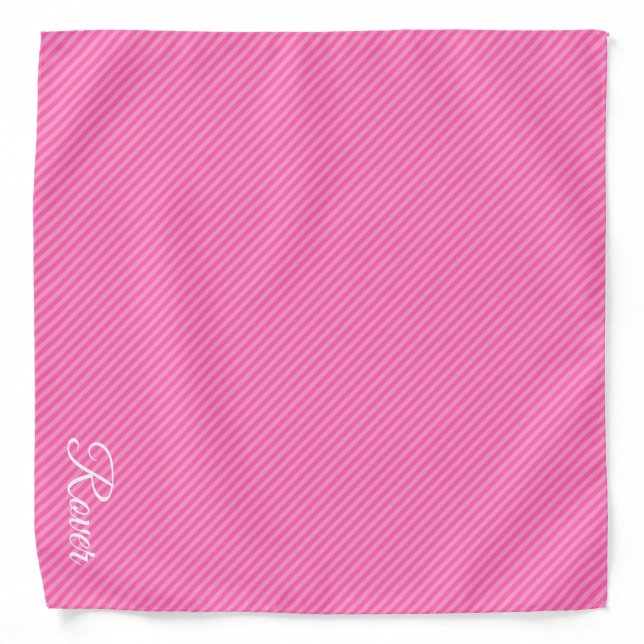 Personalized Striped Pink Dog Bandana (Front)