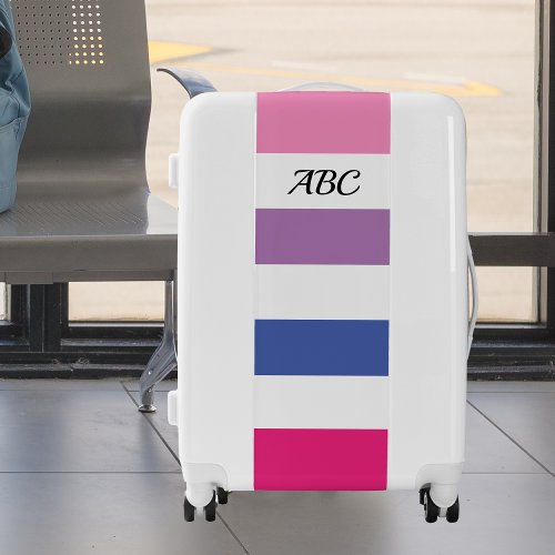 Personalized Striped Pink Purple Blue Luggage