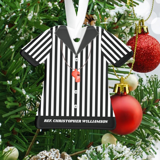 Personalized Striped Referee Shirt Ornament (Creator Uploaded)