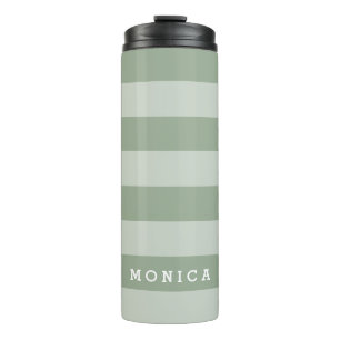Personalized Striped Sage Thermal Tumbler