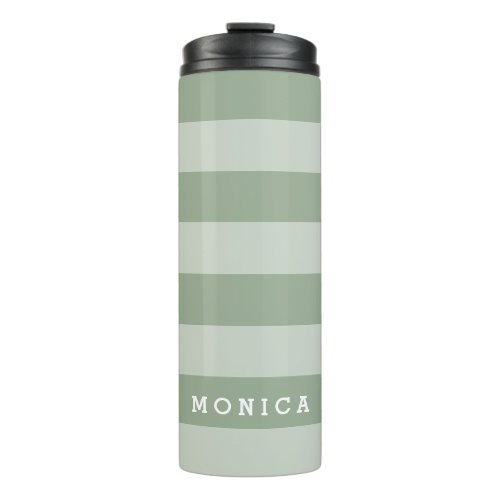 Personalized   Striped Sage Thermal Tumbler