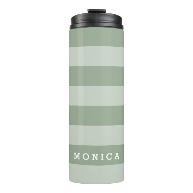 Personalized |  Striped Sage Thermal Tumbler (Front)