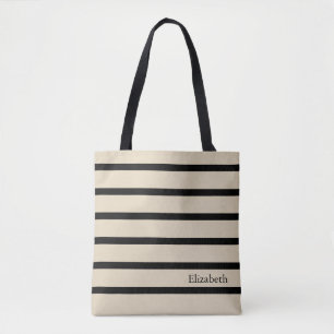 Personalized Striped Tote Bag