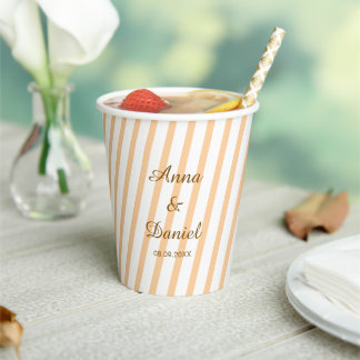 Personalized Striped Wedding Bachelorette Party Paper Cups