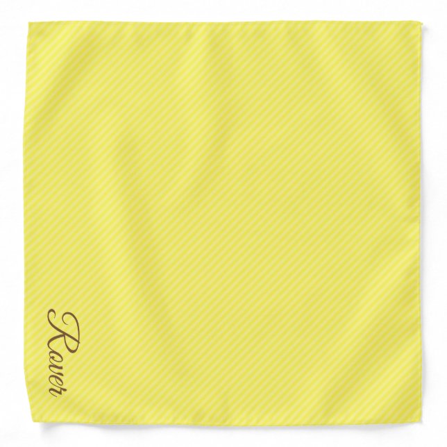 Personalized Striped Yellow Dog Bandana (Front)