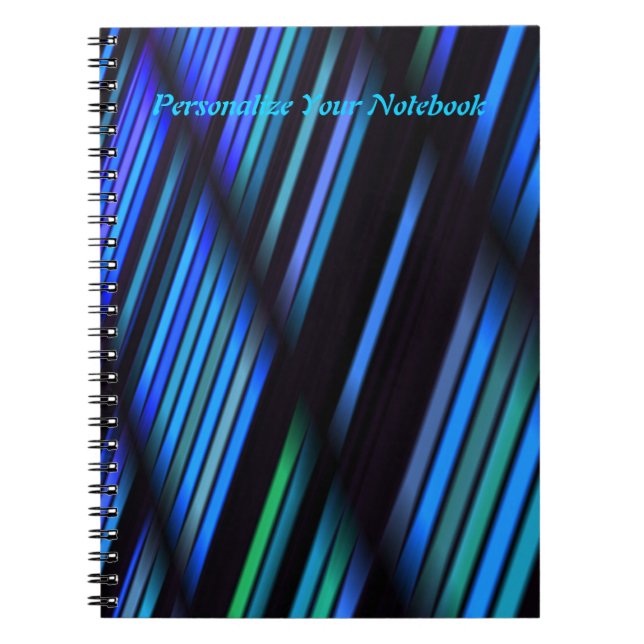 Personalized Stripes and Shadows in Blue Notebook (Front)