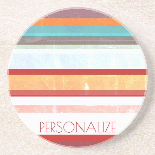 Personalized Stripes Drink Coaster (Front)