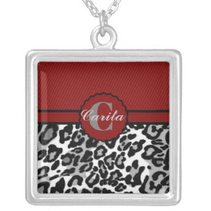 Personalized Stripes & Leopard Necklace