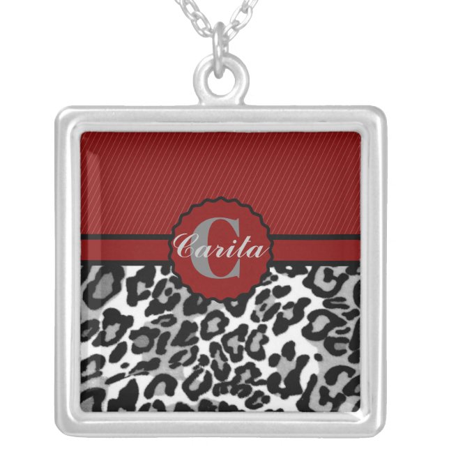 Personalized Stripes & Leopard Necklace (Front)