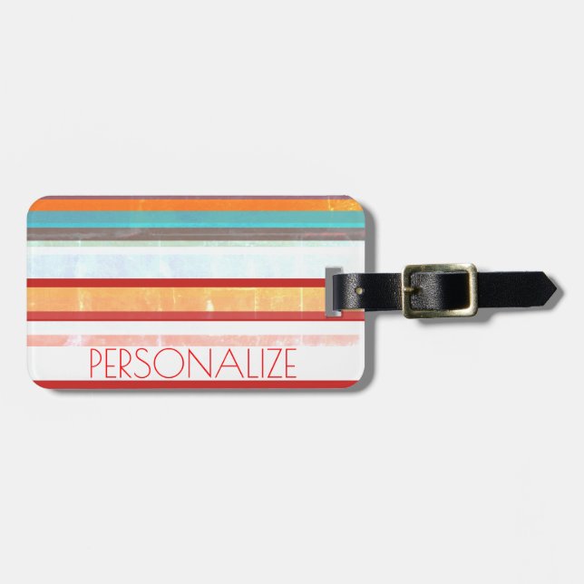 Personalized Stripes Luggage Tag (Front Horizontal)