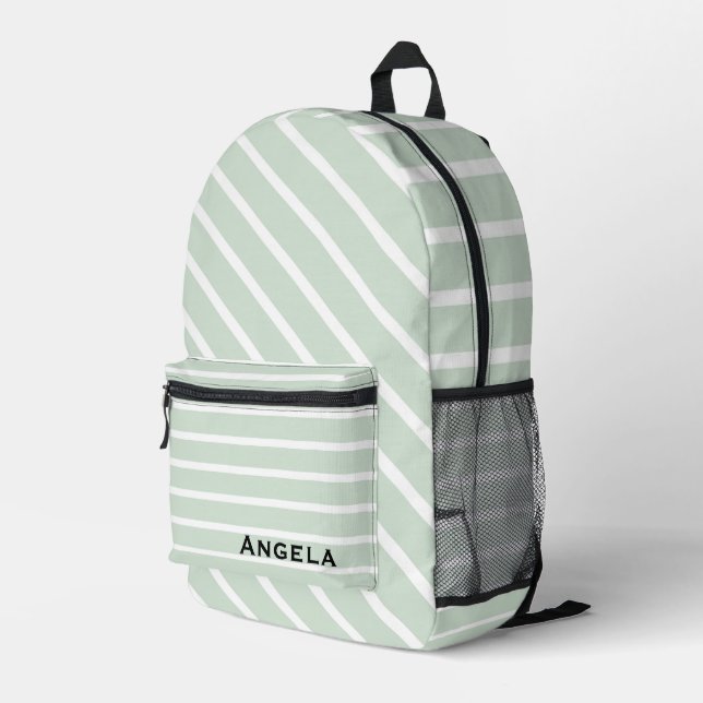 Personalized Stripes Printed Backpack (Back Corner Right)