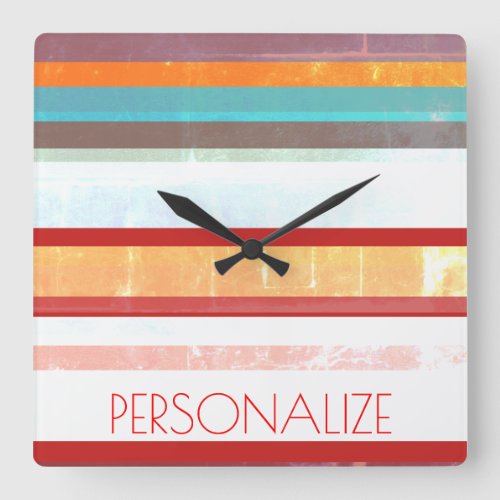 Personalized Stripes Square Wall Clock
