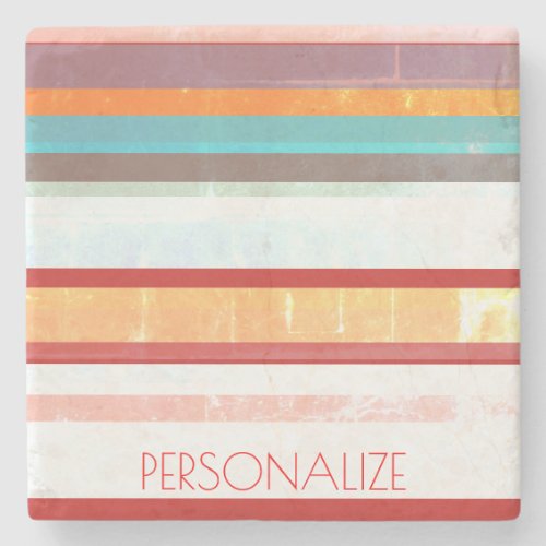 Personalized Stripes Stone Coaster