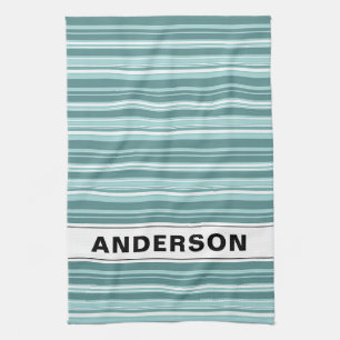 Personalized Stripes - Teal Green Blue Towel