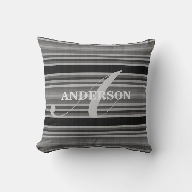 Personalized Stripes Throw Pillow (Front)