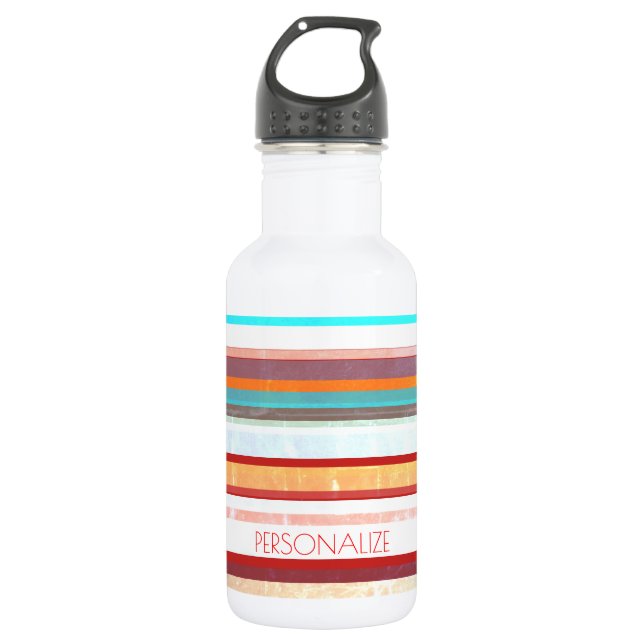 Personalized Stripes Water Bottle (Front)