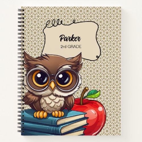 Personalized Student Book Owl School Notebook