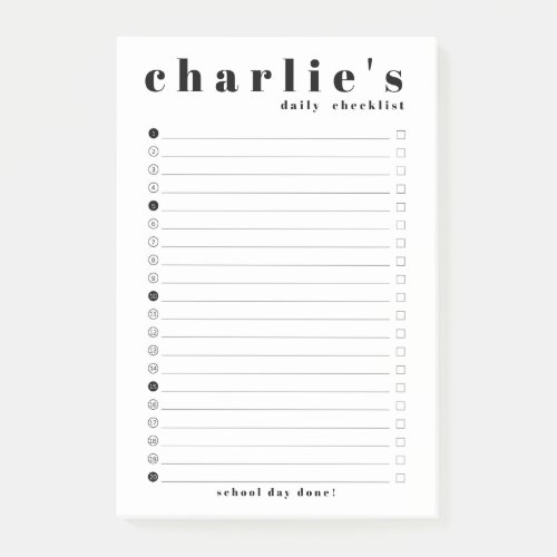 Personalized Student Checklist  Post_it Notes