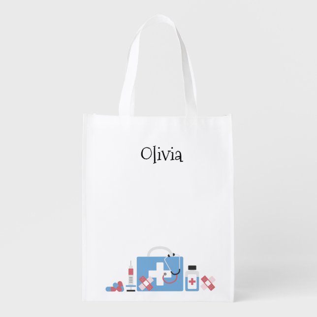 Personalized Student Doctor Nurse Doctors Nurses Grocery Bag (Front)