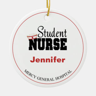 Personalized Student Nurse Christmas Ceramic Ornament