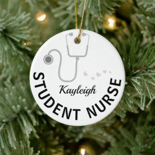 Personalized Student Nurse- stethoscope Ceramic Ornament